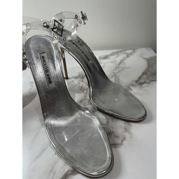 Manolo Blahnik Clear PVC and Silver Metallic Sandals - Picture 2 of 5